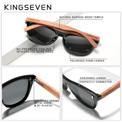 BelleVision Wooden Polarized Square Sunglasses